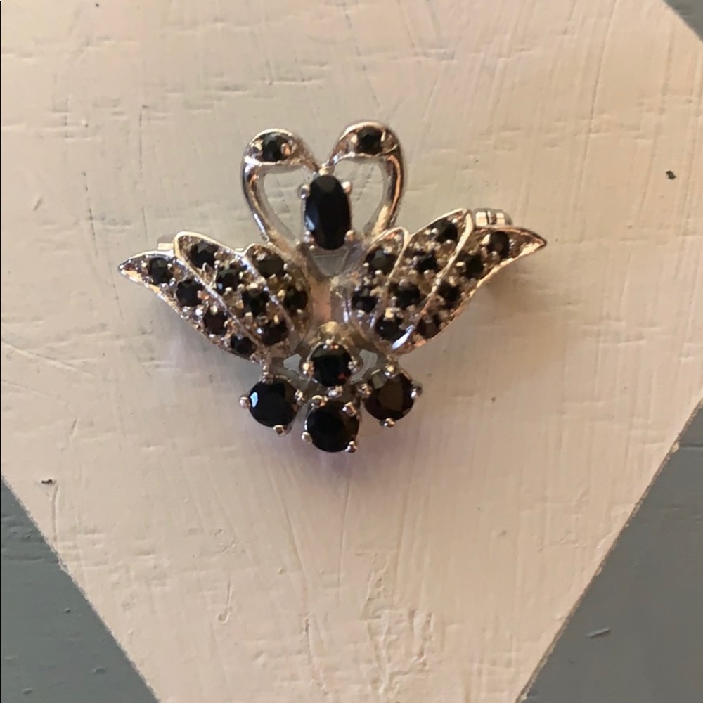 Sterling and sapphire swan brooch